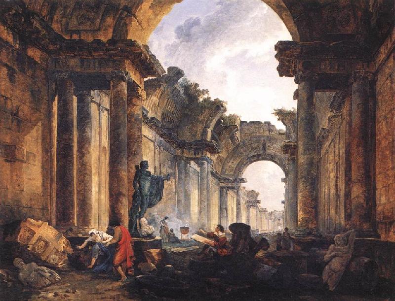 ROBERT, Hubert Imaginary View of the Grande Galerie in the Louvre in Ruins AG